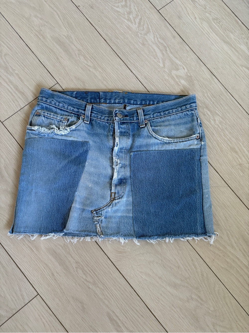 Vintage Levi’s Denim Patchwork Mini Skirt Size Large